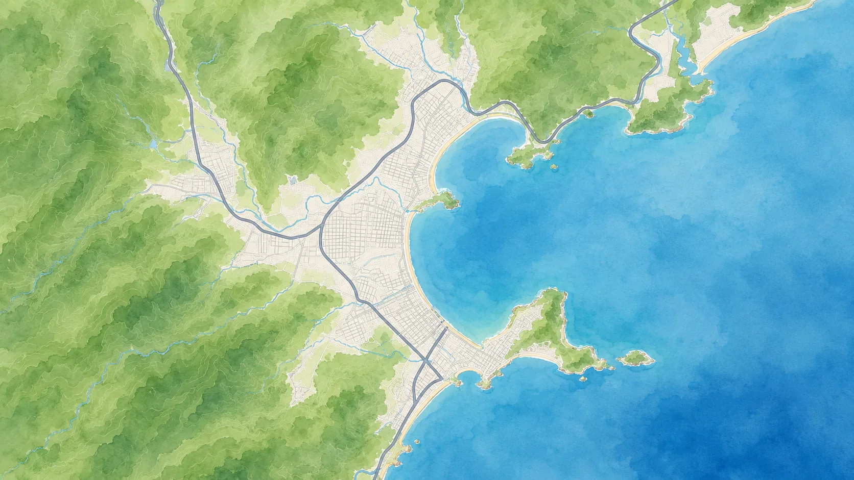Mapa ilustrado da área de atendimento da Lunar em Ubatuba